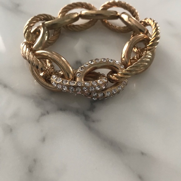 Gold Chunky Pave Chain Link Bracelets - Picture 4 of 4